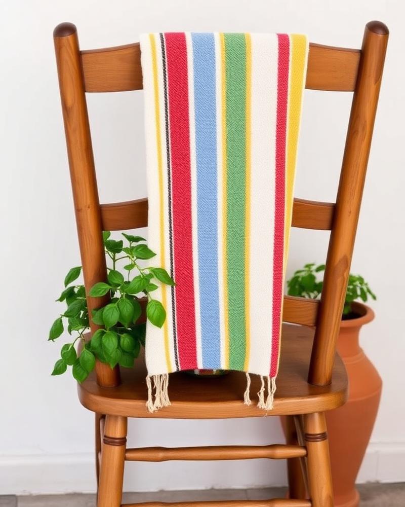 Traditional Madeiran striped cloth on a chair